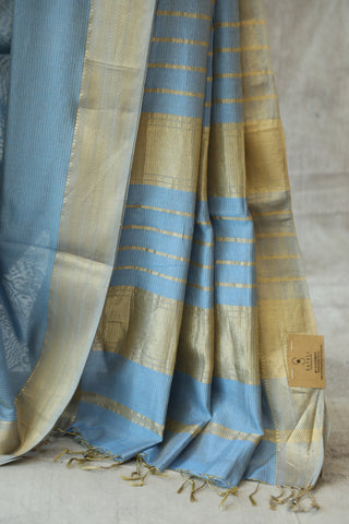 Blue Maheshwari Cotton Silk Saree - SRBMCS190EX