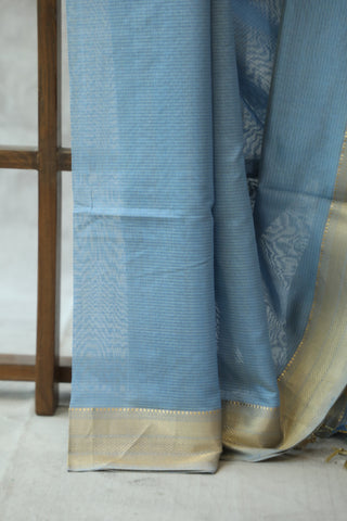 Blue Maheshwari Cotton Silk Saree - SRBMCS190EX