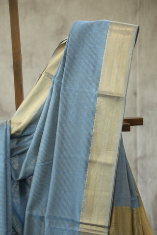 Blue Maheshwari Cotton Silk Saree - SRBMCS190EX