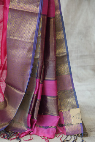 Pink Cotton Silk Maheshwari Saree - SRPCSMS327