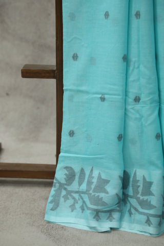 Aqua Mul Cotton Jamdani Saree-SRAMCJS140