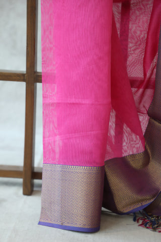 Pink Cotton Silk Maheshwari Saree - SRPCSMS327