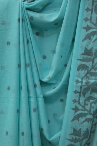 Aqua Mul Cotton Jamdani Saree-SRAMCJS140