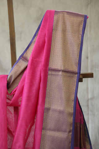 Pink Cotton Silk Maheshwari Saree - SRPCSMS327