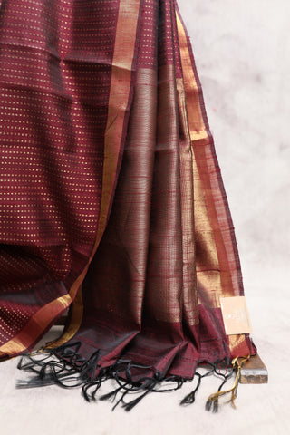 Wine Raw Silk Saree - SRWRSS377