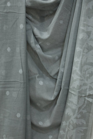 Grey Mul Cotton Jamdani Saree-SRGMCJS157