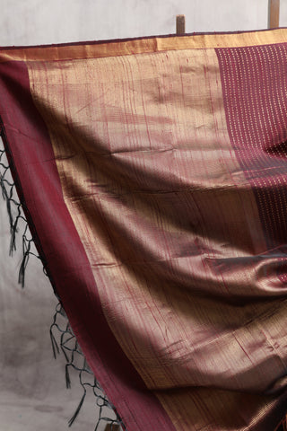 Wine Raw Silk Saree - SRWRSS377