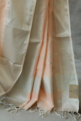 Light Peach Cotton Silk Maheshwari Saree - SRSLPCSMS81EX