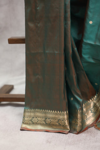 Two Tone Green Banarasi Silk Saree-SRTTGBSS482