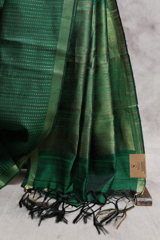 Green Raw Silk Saree - SRGRSS364