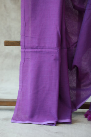 Purple Mulmul Cotton Saree-SRPMCS06EX