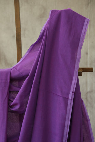 Purple Mulmul Cotton Saree-SRPMCS06EX