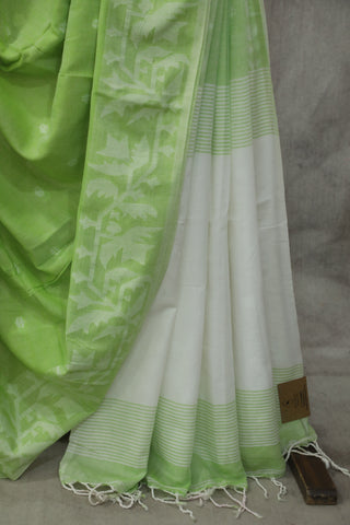 Pastel Green Mul Cotton Jamdani Saree-SRPGMCJS162