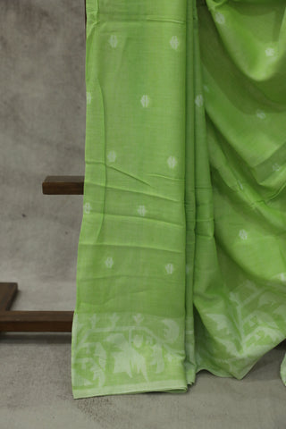 Pastel Green Mul Cotton Jamdani Saree-SRPGMCJS162