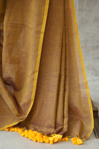 Mustard Yellow Mulmul Cotton Saree-SRMYCS25EX