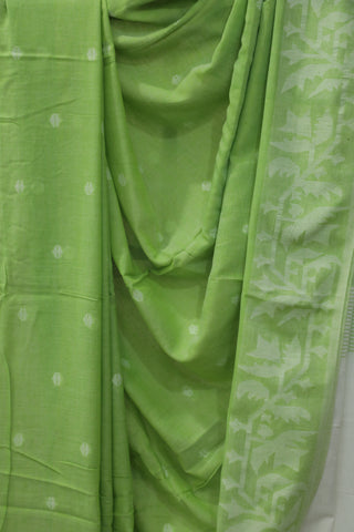 Pastel Green Mul Cotton Jamdani Saree-SRPGMCJS162