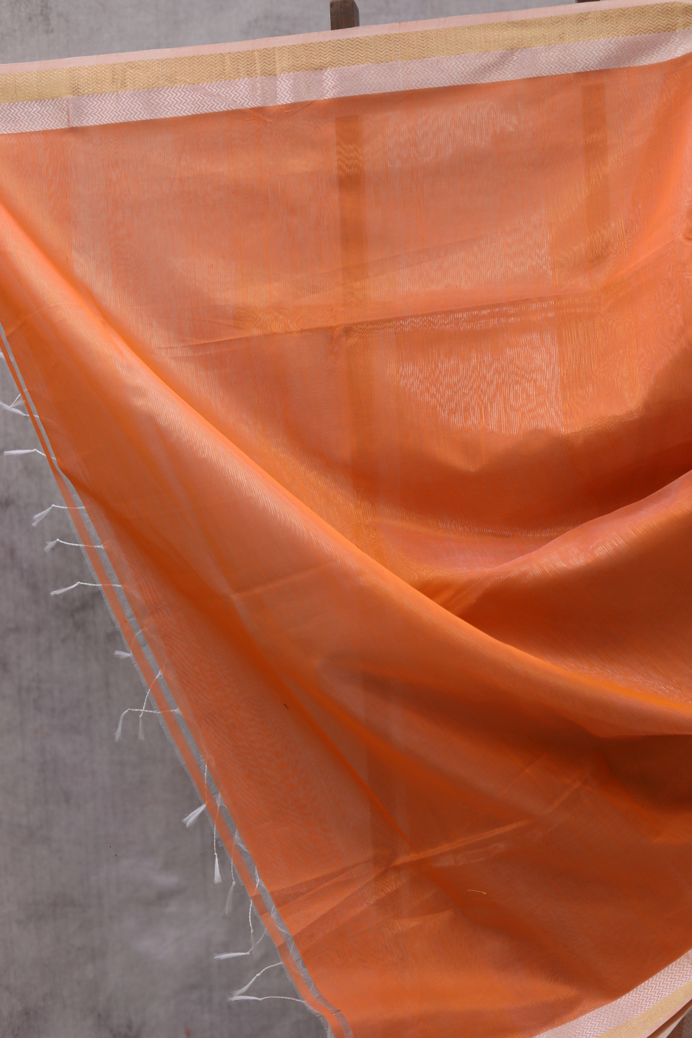 Orange Maheshwari Tissue Saree - SROMTS313