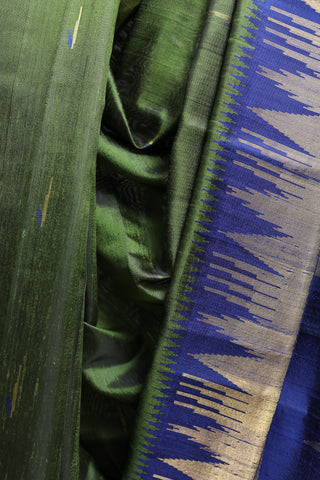 Moss Green Raw Silk Saree - SRMGRSS367