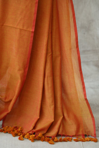 Brick Orange Mulmul Cotton Saree-SRBOMCS33EX