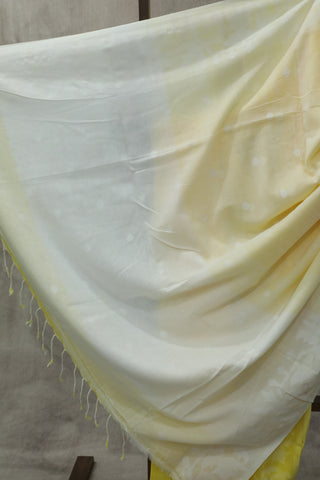 Yellow Mul Cotton Jamdani Saree-SRYMCJS163