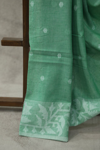 Pastel Green Mul Cotton Jamdani Saree-SRPGMCJS166