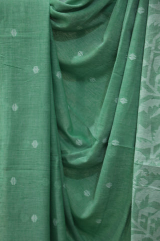 Pastel Green Mul Cotton Jamdani Saree-SRPGMCJS166