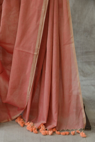 Light Pink Mulmul Cotton Saree-SRLPMCS01EX