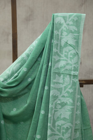 Pastel Green Mul Cotton Jamdani Saree-SRPGMCJS166