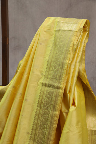 Yellow Banarasi Silk Saree-SRYBSS488