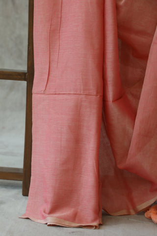 Light Pink Mulmul Cotton Saree-SRLPMCS01EX