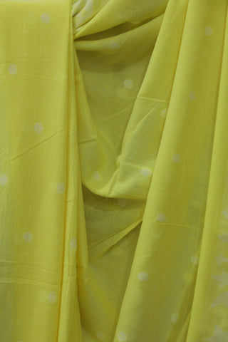 Yellow Mul Cotton Jamdani Saree-SRYMCJS165