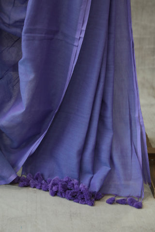 Purple Mulmul Cotton Saree-SRPMCS15EX