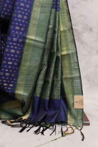 Navy Blue Raw Silk Saree - SRNBRSS365