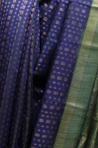 Navy Blue Raw Silk Saree - SRNBRSS365