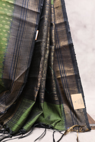 Moss Green Raw Silk Saree - SRMGRSS416