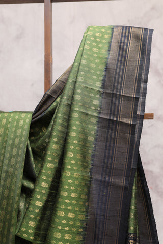 Moss Green Raw Silk Saree - SRMGRSS416