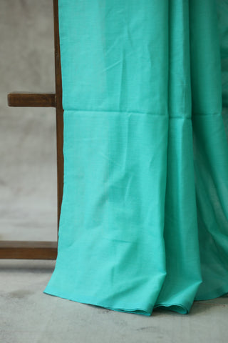 Turquoise Mulmul Cotton Saree-SRBOMCS35EX