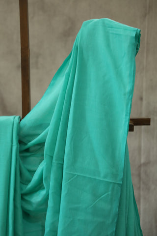 Turquoise Mulmul Cotton Saree-SRBOMCS35EX