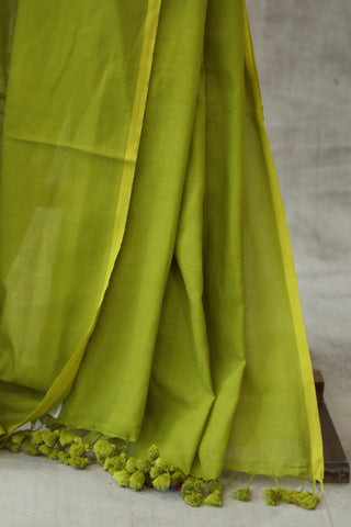 Neon Green Mulmul Cotton Saree-SRNGMCS13EX