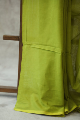 Neon Green Mulmul Cotton Saree-SRNGMCS13EX