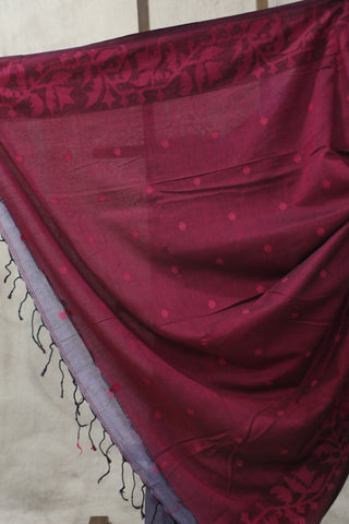 Purple Mul Cotton Jamdani Saree-SRPMCJS146