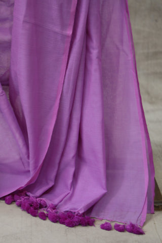 Lavender Mulmul Cotton Saree-SRLS29EX