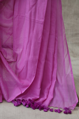 Lilac Mulmul Cotton Saree-SRLMCS07EX