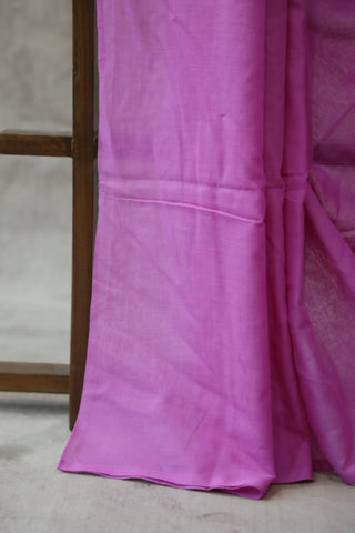 Lilac Mulmul Cotton Saree-SRLMCS07EX