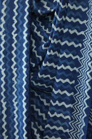 Indigo HBP Cotton Saree with Contrast Blouse - SRICS154EX