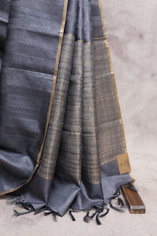 Grey Pashmina Tussar Silk Saree - SRGPTSS693