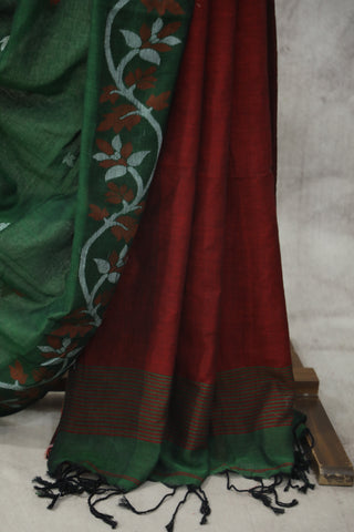 Green Mul Cotton Jamdani Saree-SRGMCJS151