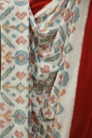 White Pochampalli Cotton Ikat Saree - SRWPCIS223