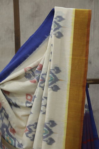 White Pochampalli Cotton Ikat Saree - SRWPCIS222