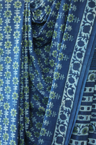 Indigo Ajrakh HBP Cotton Saree-SRIAPCS1284